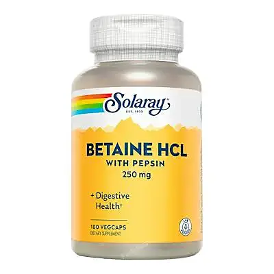 Betaine hcl + pepsin 250 mg 180 cápsulas vegetales, Solaray
