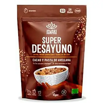 Super desayuno cacao pasta avellana 360 g, Iswari