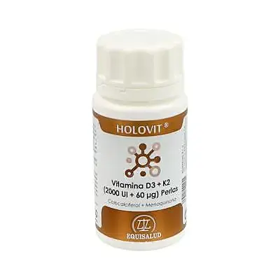 Holovit vitamina D3 2.000 UI + K2 60 µg 50 perlas, Equisalud