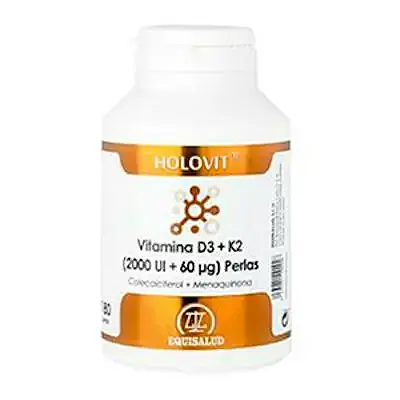 HOLOVITvitamina D3 2000UI + K2 60µg 180 perlas, Equisalud