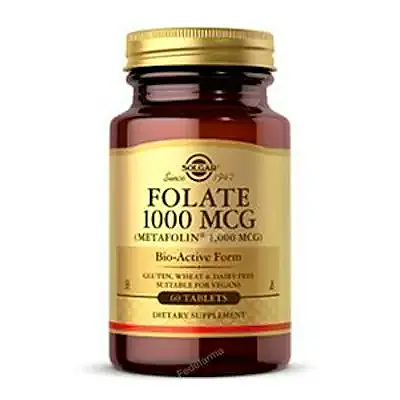 Folato 1000 mcg 60 comprimidos, Solgar