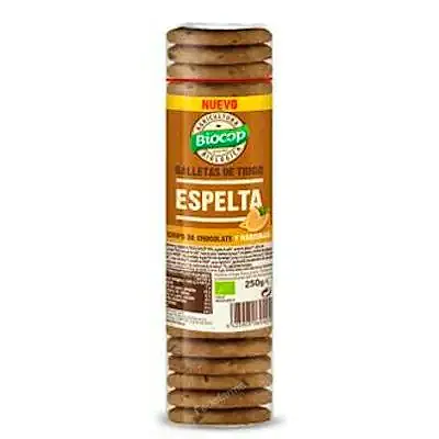 Galleta espelta chips choco-naranja BIO 250 g, Biocop