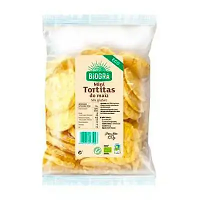 Mini tortitas de maiz sin gluten BIO 150 g, Biogra
