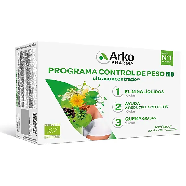 Arkofluido programa control peso 30 ampollas BIO 10 ml, Arkopharma