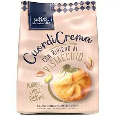 Galleta rellena crema pistacho BIO 200 g, Sottolestelle