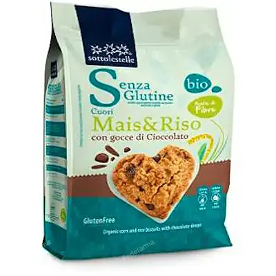 Galleta maiz arroz chips choco sin gluten BIO 250 g, Sottolestelle