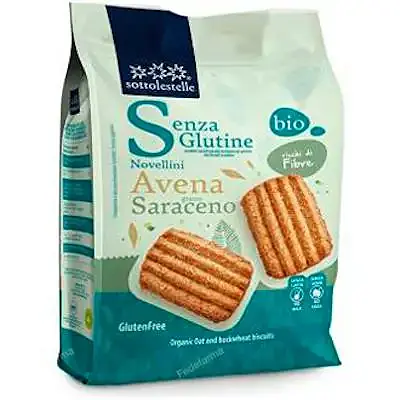 Galleta avena trigo sarraceno sin gluten BIO 250 g, Sottolestelle