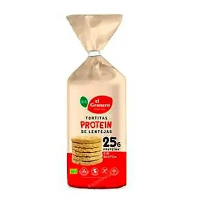 Tortitas protein de lentejas sin gluten BIO 125 g, El Granero