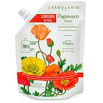 Amapola suave recarga gel de baño BIO 500 ml, L'Erbolario