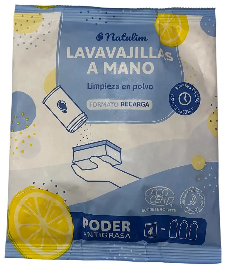 Lavavajilla mano limón recarga 250 g, Natulim