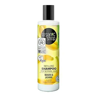 Champú rellenador para cabello normal plátano y jazmin 280 ml, Organic Shop