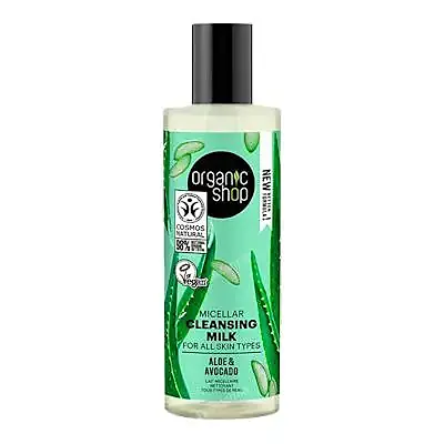 Leche limpiadora micelar para todo tipo de piel aguacate y aloe 150 ml, Organic Shop