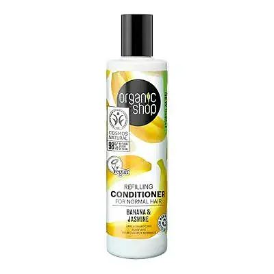 Acondicionador rellenador para cabello normal plátano y jazmin 280 ml, Organic Shop