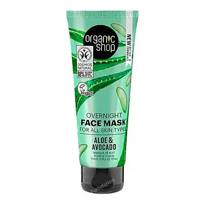 Mascarilla facial nocturna para todo tipo de piel aguacate y aloe 75 ml, Organic Shop