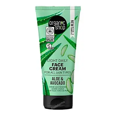 Crema facial alisante para todo tipo de piel aguacate y aloe 50 ml, Organic Shop