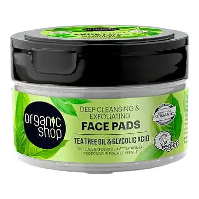 Os deep cleansing and exfoliating face pads, 20 pcs, Organic Shop