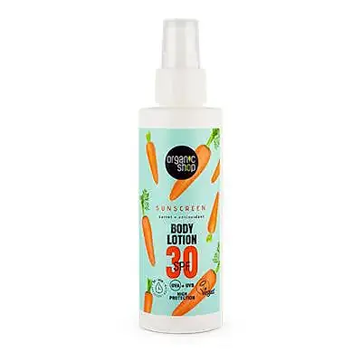 Loción corporal con protección solar zanahoria + antioxidantes SPF30 150 ml, Organic Shop
