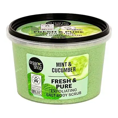 Exfoliante corporal de sal con menta y pepino fresh & puré 250 ml, Organic Shop