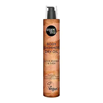 Aceite seco body shimmer jojoba dorada y karité 100 ml, Organic Shop