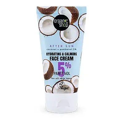 Crema facial hidratante y calmante aftersun coco + pantenol 5% 50 ml, Organic Shop