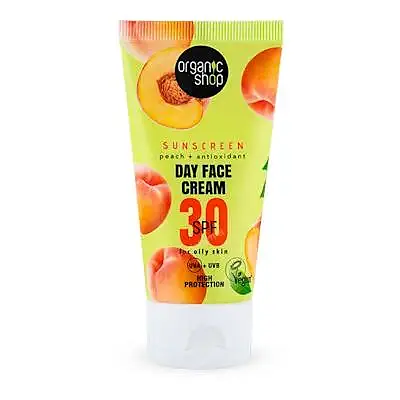Crema de día facialcon protección solar melocoton + antioxidantes SPF30 50 ml, Organic Shop