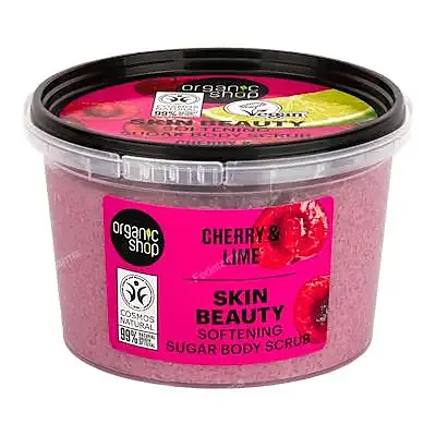 Exfoliante corporal de azúcar con cereza y lima skin beauty 250 ml, Organic Shop