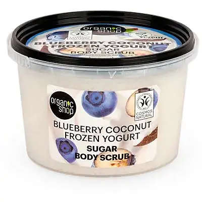Exfoliante corporal de azúcar yogur helado de arándano y coco 250 ml, Organic Shop