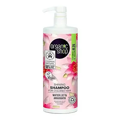 Champú brillo para cabello teñido nenufar y amaranto 1000 ml, Organic Shop