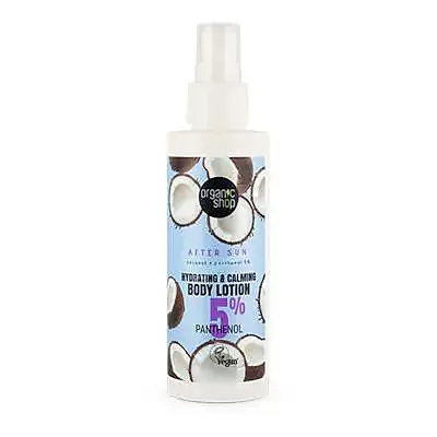 Loción corporal hidratante y calmante aftersun coco + pantenol 5 % 150 ml, Organic Shop