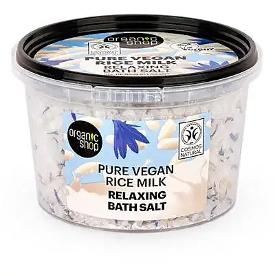 Sal de baño relajante con leche de arroz vegana 300 g, Organic Shop