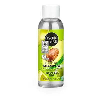 Champú repara cabello dañado aguacate oliva 50 ml, Organic Shop