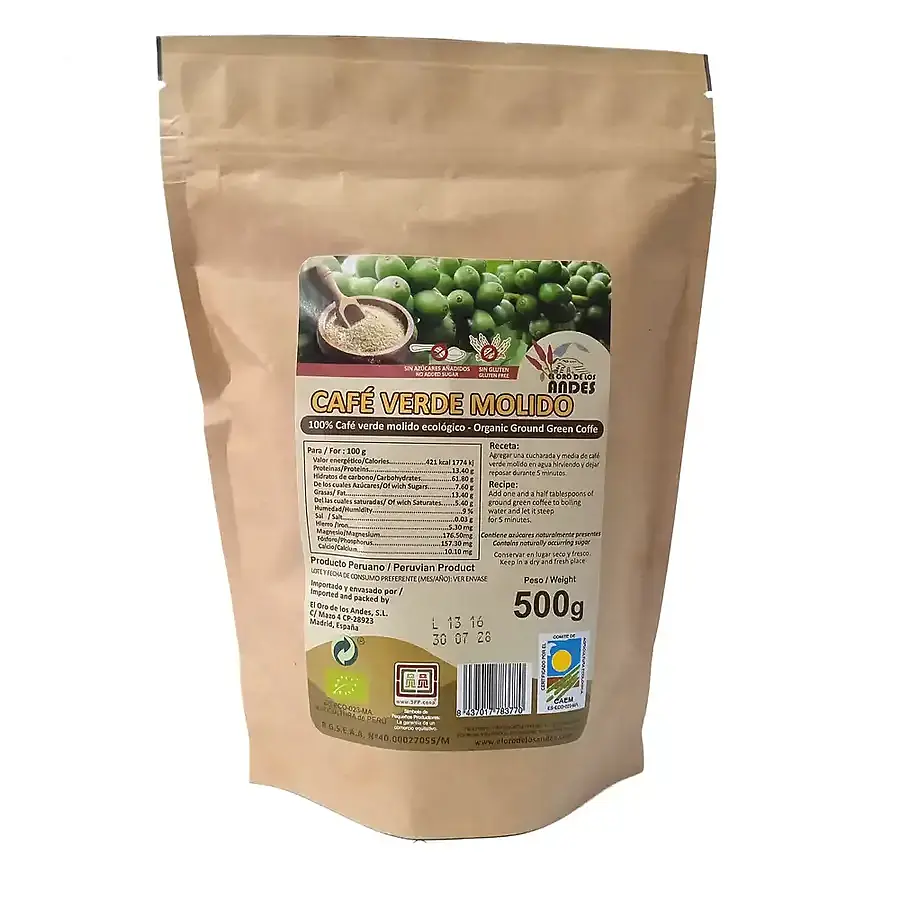Café verde peru molido BIO 500 g, El Oro De Los Andes