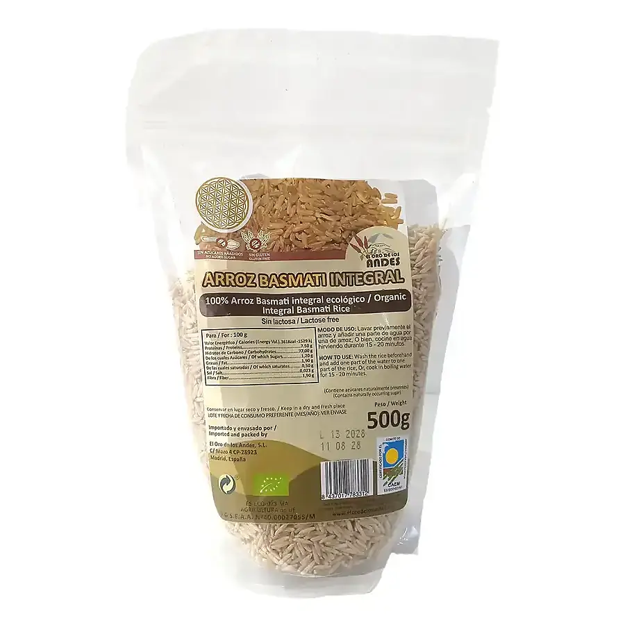 Arroz basmati integral BIO 500 g, El Oro De Los Andes