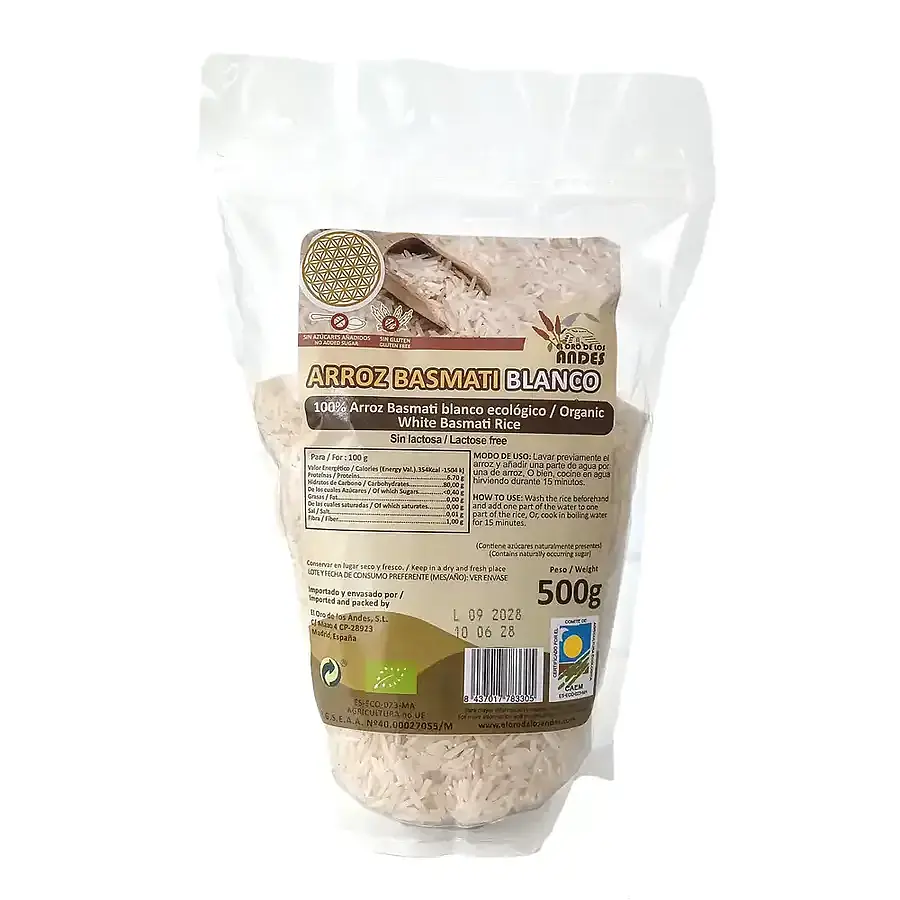Arroz basmati blanco BIO 500 g, El Oro De Los Andes