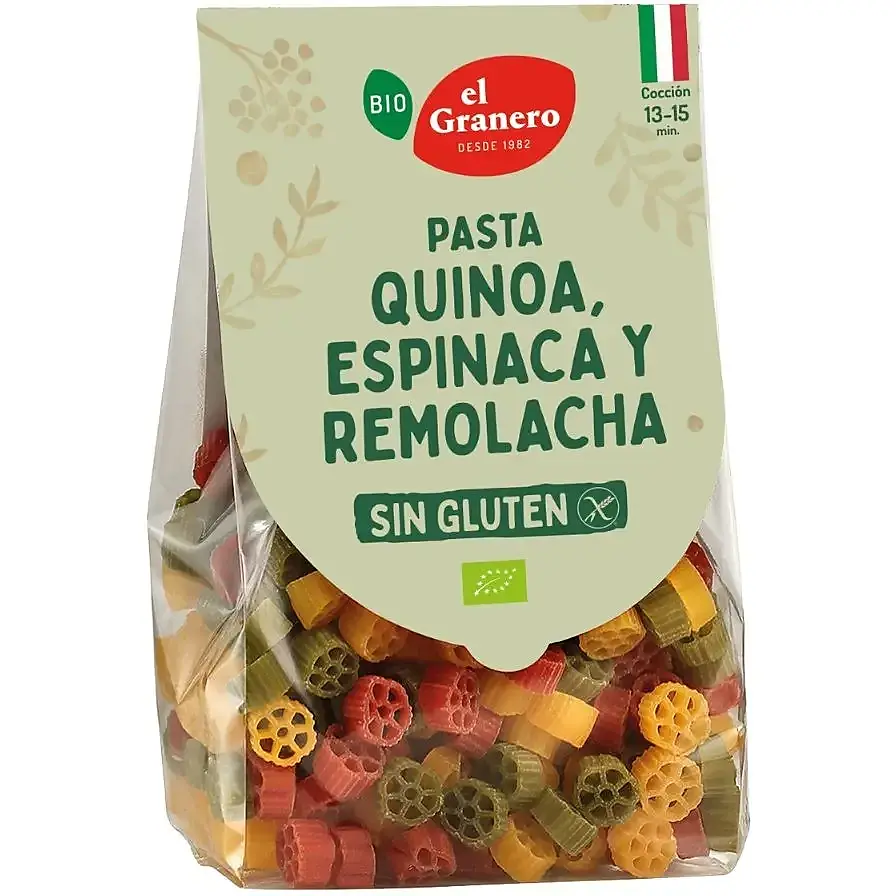 Pasta tricolor margaritas sin gluten BIO 250 g, El Granero