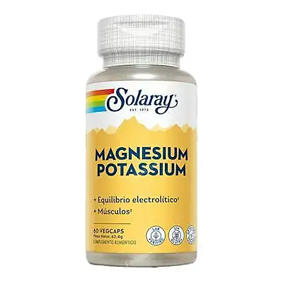 Magnesio potasio 60 cápsulas vegetales, Solaray