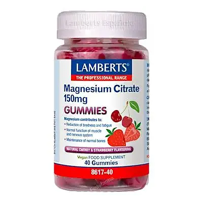 Citrato de magnesio cereza-fresa 40 gummies, Lamberts
