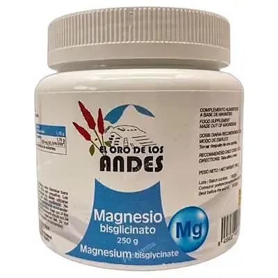 Magnesio bisglicinato 350 mg polvo 250 g, El Oro De Los Andes