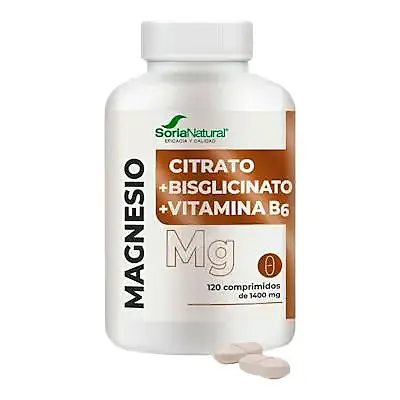 Magnesio citrao+bisglicinato+vit b6 soria 120 comprimidos, Soria Natural