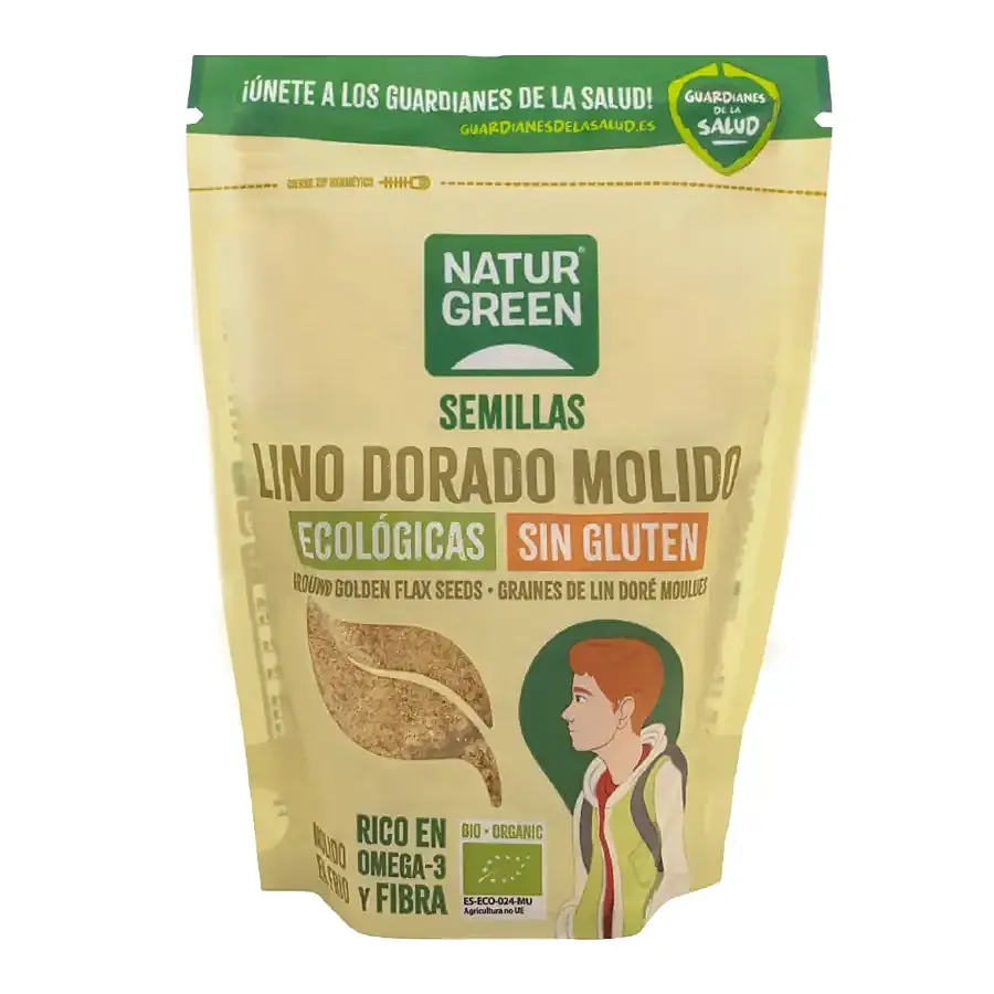 Semillas de lino dorado molido con gluten BIO 150 g, Naturgreen