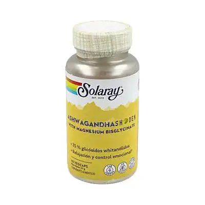 Ashwagandha shoden & magnesium bisglycinate 60 cápsulas vegetales, Solaray