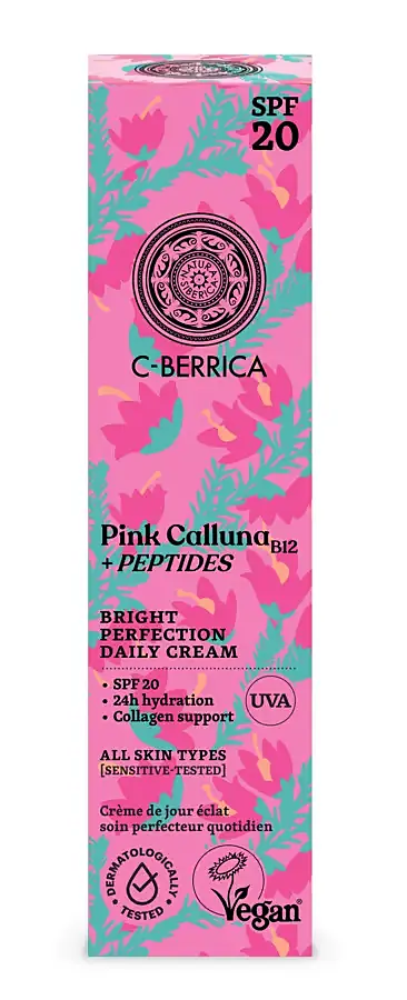 Pink calluna crema de día facial para una piel perfecta y luminosa SPF 20 50 ml, Natura Siberica