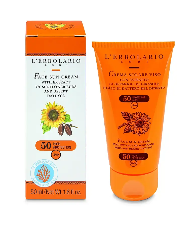 Solar crema cara con girasol y datiles del desierto SPF 50 50 ml, L'Erbolario