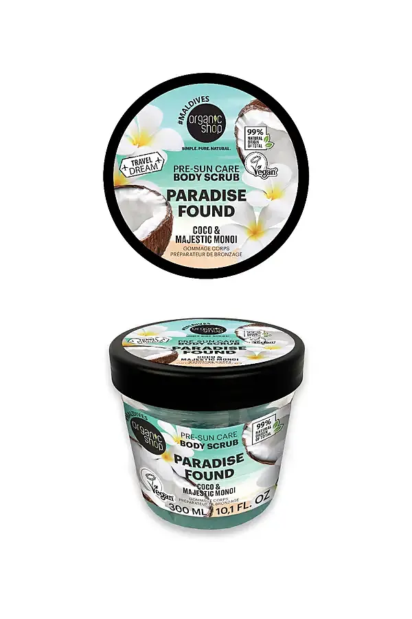 Exfoliante corporal pre-sol paradise found coco & majestic monoi 300 ml, Organic Shop