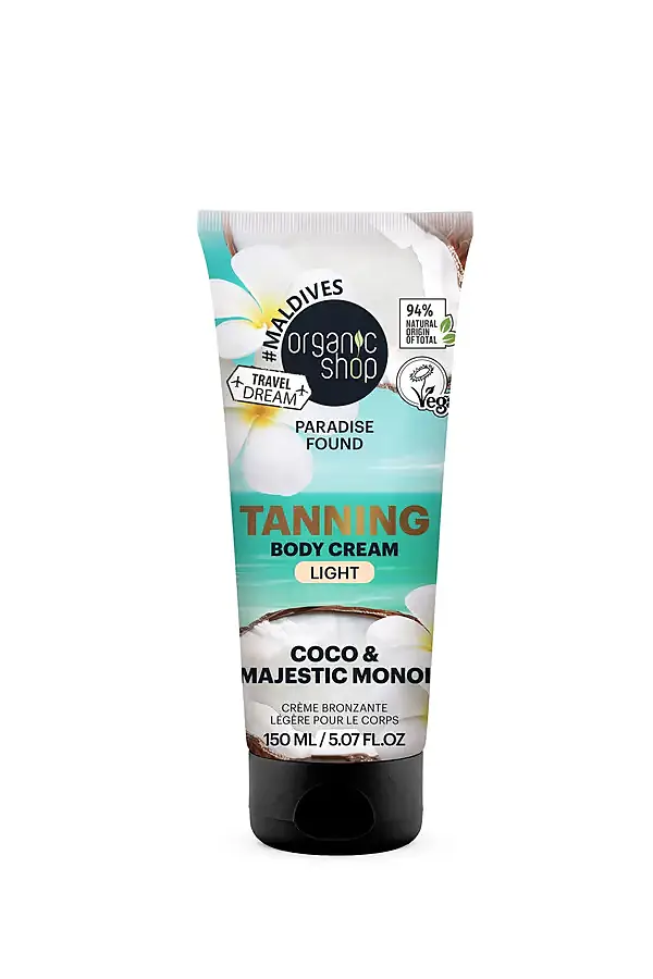 Crema corporal autobronceadora coco & majestic monoi tono claro 150 ml, Organic Shop