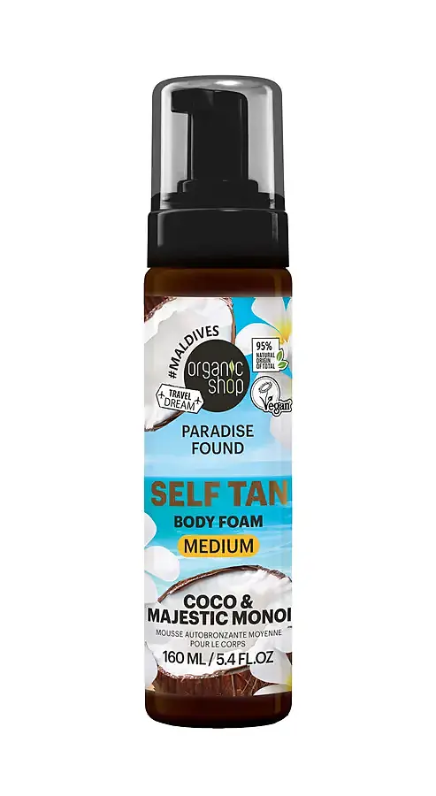 Espuma autobronceadora corporal coco & majestic monoi tono medio 160 ml, Organic Shop