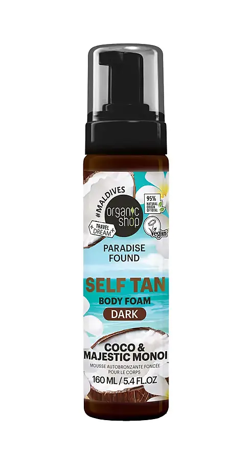 Espuma autobronceadora corporal coco & majestic monoi tono oscuro 160 ml, Organic Shop