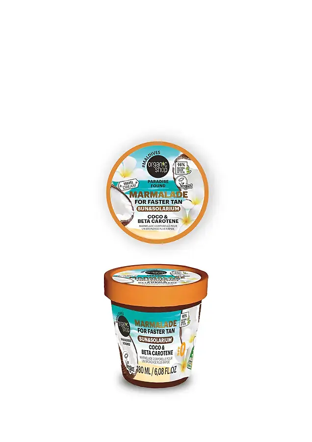 Mermelada corporal bronceado coco & betacaroteno 180 ml, Organic Shop