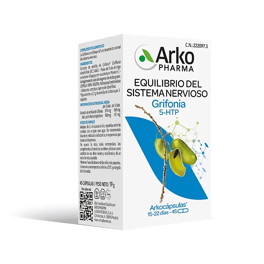 Arkocapsulas grifonia - 5-HTP 85 hidroxiltriptofano 45 cápsulas, Arkopharma