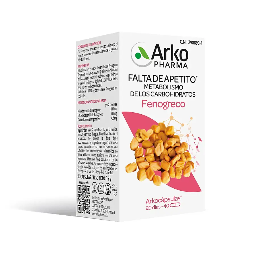 Arkocapsulas fenogreco 40 cápsulas, Arkopharma